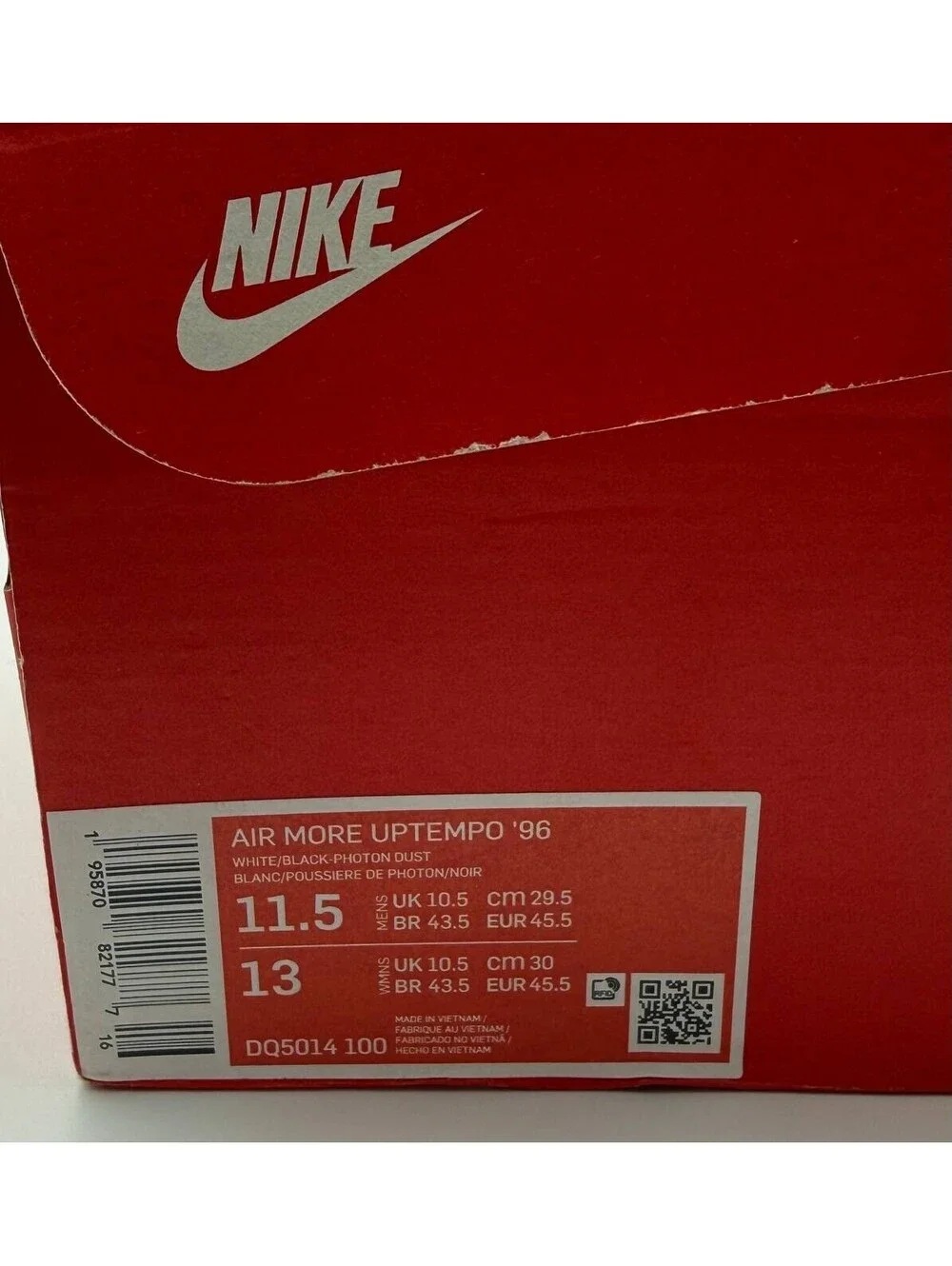Nike Air More Uptempo 96 White Black Photon Dust Men US 11.5 DQ5014-100